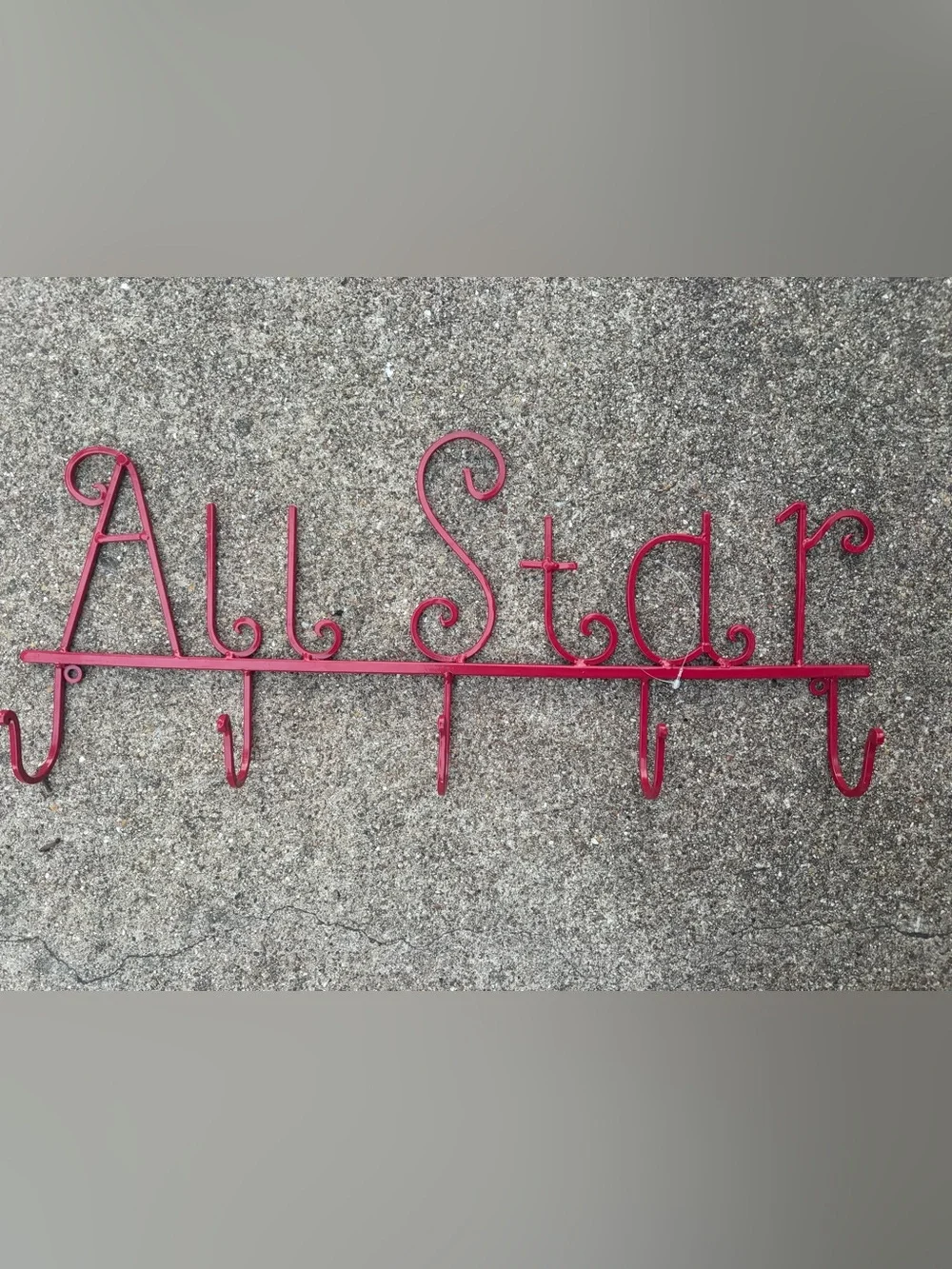 Red Metal ALL STAR Wall Hook Rack - Home Wall Decor